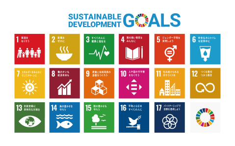 SUSTAINABLE DEVELOPMENT GOALS 1 貧困をなくそう 2 飢餓をゼロに 3 すべての人に健康と福祉を 4 質の高い教育をみんなに 5 ジェンダー平等を実現しよう 6 安全な水とトイレを世界中に 7 エネルギーをみんなにそしてクリーンに 8 働きがいも経済成長も 9 産業と技術革新の基盤をつくろう 10 人や国の不平等をなくそう 11 住み続けられるまちづくりを 12 つくる責任つかう責任 13 気候変動に具体的な対策を 14 海の豊かさを守ろう 15 陸の豊かさも守ろう 16 平和と公正をすべての人に 17 パートナーシップで目標を達成しよう