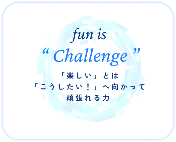 fun is Challenge 「楽しい」とは「こうしたい！」へ向かって頑張れる力